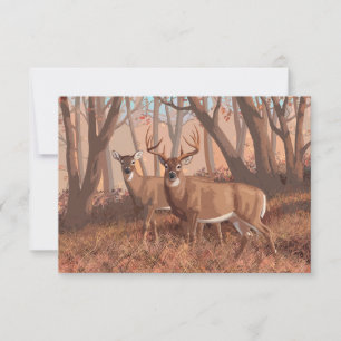 Whitetail Hjort i skogen Retro Stil Inbjudningar
