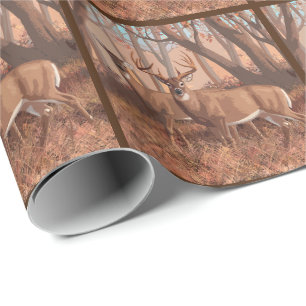 Whitetail Hjort i skogen Retro Stil Presentpapper