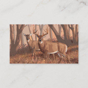 Whitetail Hjort i skogen Retro Stil Visitkort