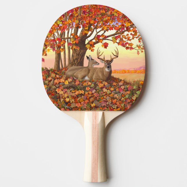 Whitetail Hjort in Autumn New England Höst färger Pingisracket (Framsidan)