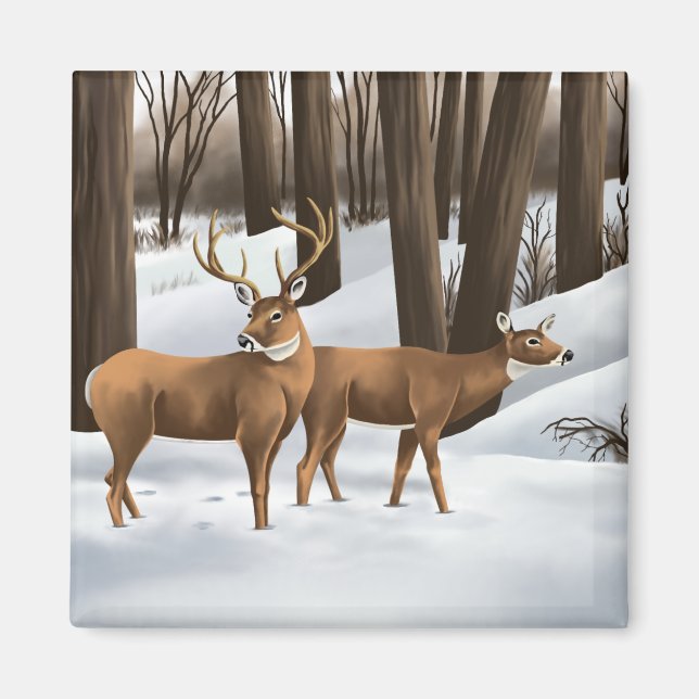 Whitetail Hjort Magnet (Framsidan)