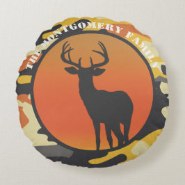 Whitetail Hjort och Camo Round Pillow Rund Kudde