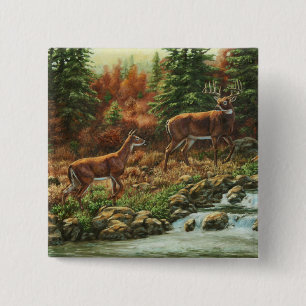 Whitetail Hjort och Waterfall Knapp