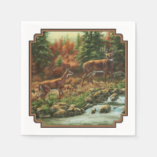 Whitetail Hjort och Waterfall Pappersservett