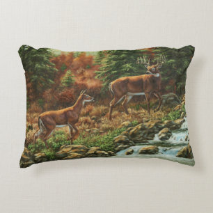 Whitetail Hjort och Waterfall Prydnadskudde