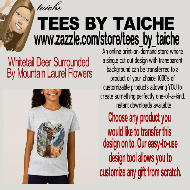 Whitetail Hjort omgiven av Mountain Laurel Flora T Shirt (Skapare uppladdad)