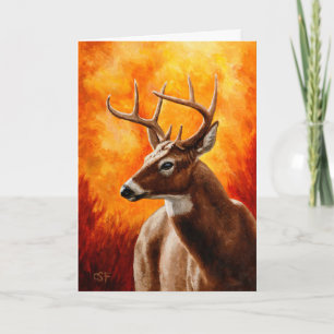 Whitetail Hjort på Autumn Reddisdisk Brown Kort