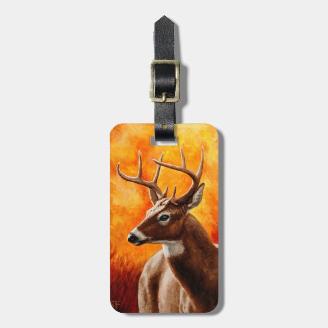 Whitetail Hjort Trophy Buck Head Bagagebricka (Vertikal Framsida)