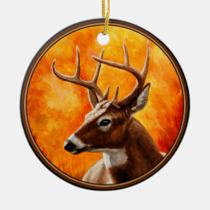 Whitetail Hjort Trophy Buck Head Julgransprydnad Keramik