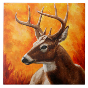 Whitetail Hjort Trophy Buck Head Kakelplatta