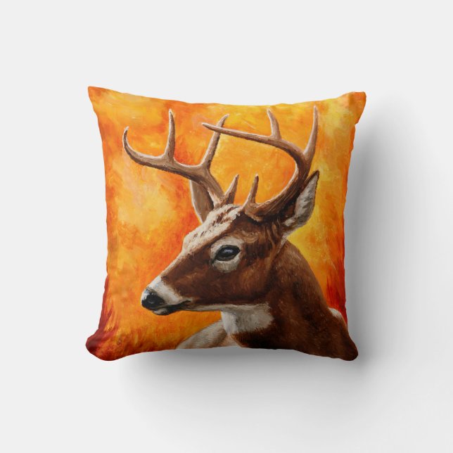 Whitetail Hjort Trophy Buck Head Kudde (Framsida)