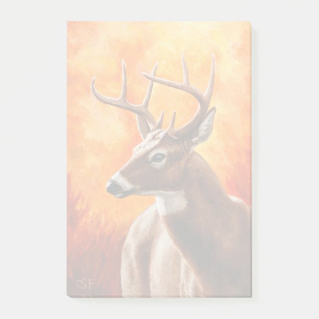 Whitetail Hjort Trophy Buck Head Post-it Block (Framsida)