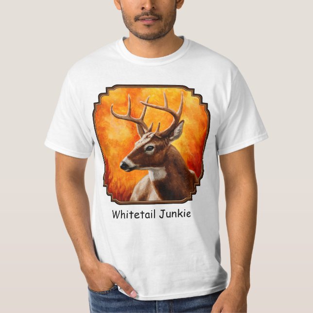 Whitetail Hjort Trophy Buck Head T Shirt (Framsida)
