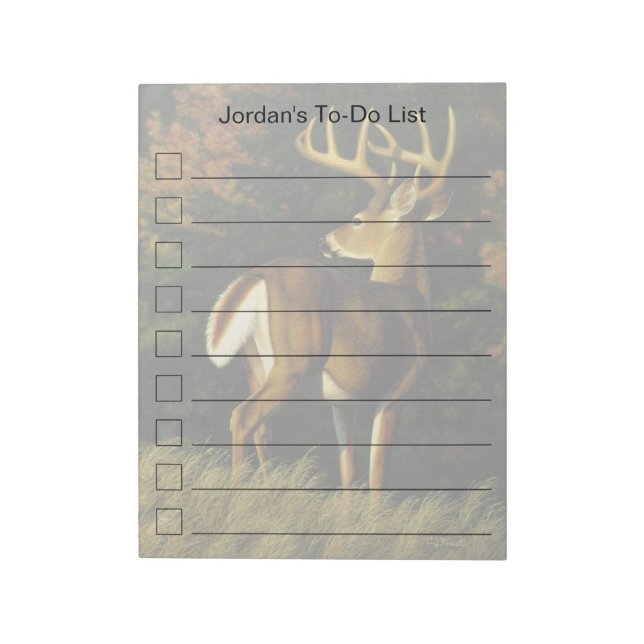 Whitetail Hjort Trophy Buck Hunting Anteckningsblock (Roterad)