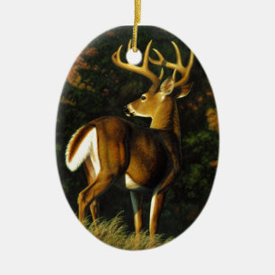 Whitetail Hjort Trophy Buck Hunting Julgransprydnad Keramik