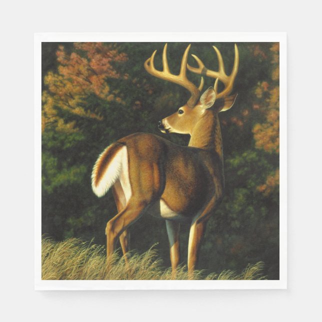 Whitetail Hjort Trophy Buck Hunting Pappersservett (Framsidan)