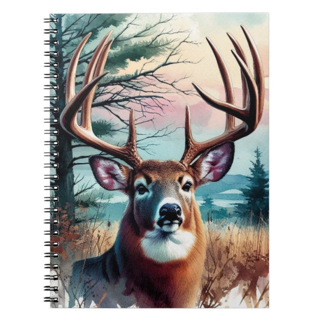 "Whitetail Majesty" Watercolor Journal Anteckningsbok (Framsidan)