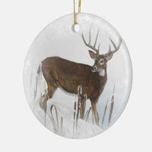Whitetailhjort Julgransprydnad Keramik