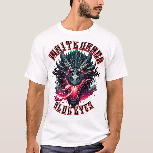 Whiteurago BlueEyes Dragon T-Shirt – Epic Fantasy  (Framsida)
