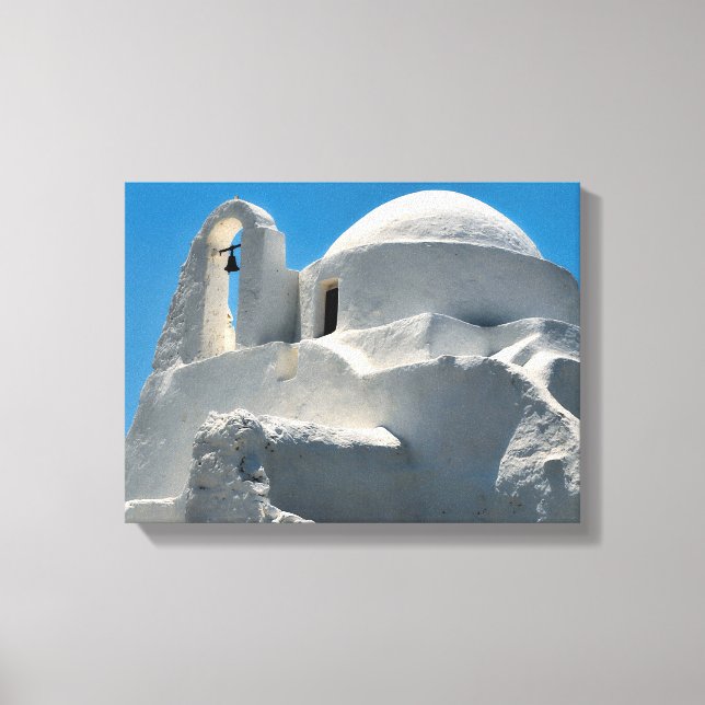 Whitewaschkyrka, Mykonos, Grekland Canvastryck (Framsida)