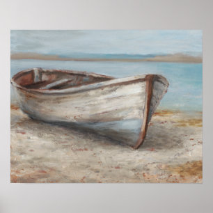 Whitewash Boat på Shore Poster