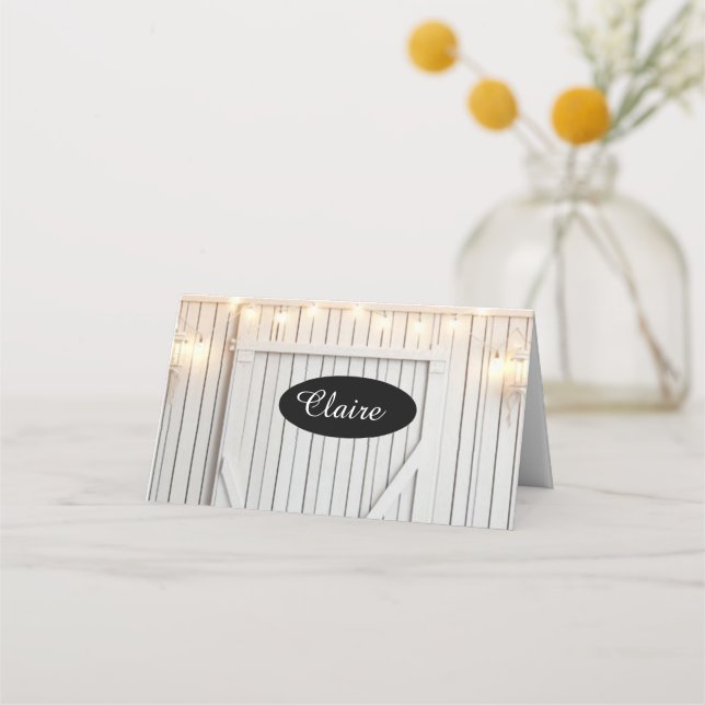 Whitewash Farmhouse Ljus Bord Place Card Placeringskort (Framsida)