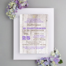 Whitewash Lilac Rustic Confirmation Inbjudningar