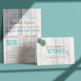 Whitewash Teal Bat mitzvah Tackkort