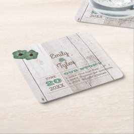Whitewash Teal Rustic Personlig Underlägg Papper Kvadrat