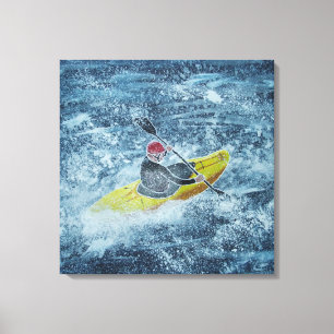 Whitewater kayaking målning canvastryck
