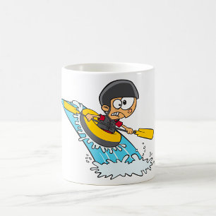 Whitewater Raiting Äventyr med Skrämt Boy Kaffemugg