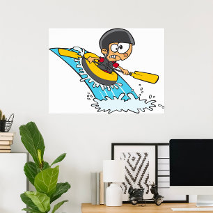 Whitewater Raiting Äventyr med Skrämt Boy Poster
