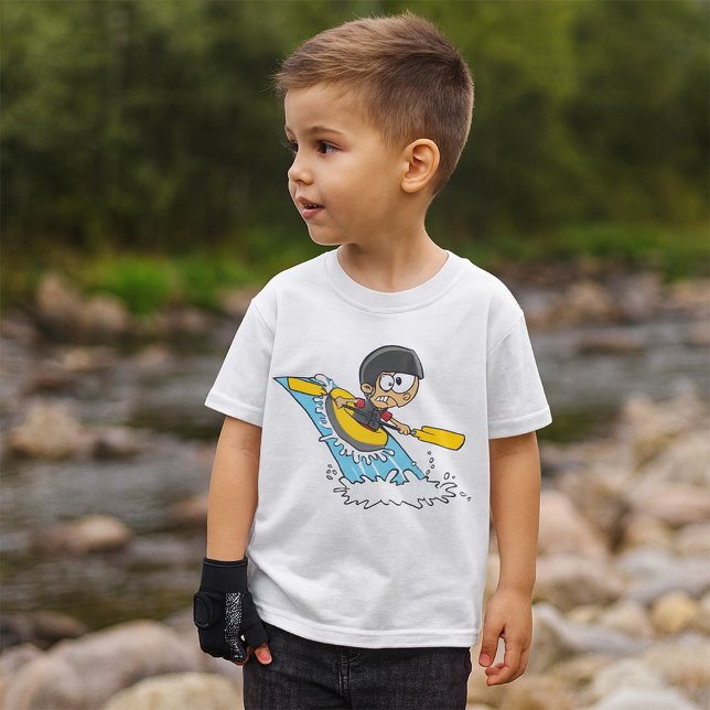 Whitewater Raiting Äventyr med Skrämt Boy T Shirt (Skapare uppladdad)