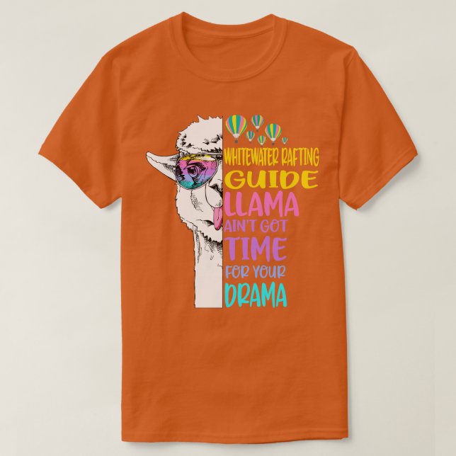 Whitewater Raiting Guide Llama T Shirt (Design framsida)
