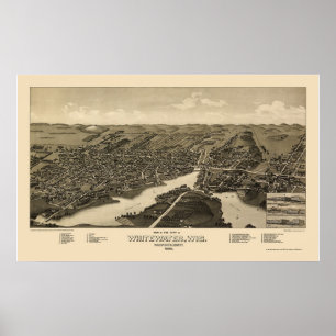 Whitewater, WI Panoramic Karta - 1885 Poster