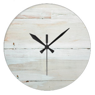 Whitewzed Barn Wood White Woodgrain Stor Klocka