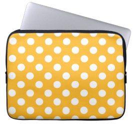 Whitle polka dots på gult laptop sleeve