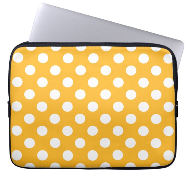 Whitle polka dots på gult laptop sleeve (Framsidan)