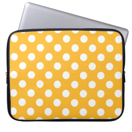 Whitle polka dots på gult laptop sleeve