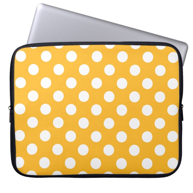 Whitle polka dots på gult laptop sleeve (Framsidan)