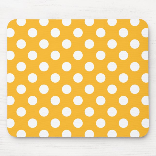 Whitle polka dots på gult musmatta (Framsidan)