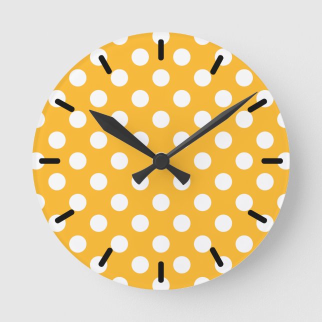 Whitle polka dots på gult rund klocka (Framsida)