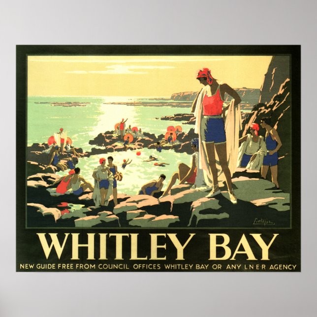 WHITLEY BAY ENGLAND Britain LNER Vintage Railway Poster (Framsidan)