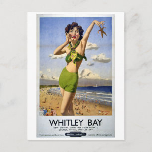 Whitley Bay, Vintage resor Poster Vykort