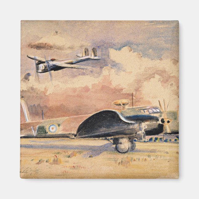 Whitley Bombers Sunning, konstverk av Paul Nash Magnet (Framsidan)