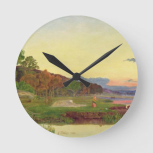 Whitlingham Norfolk, 1860 (olja på kanfas) Rund Klocka