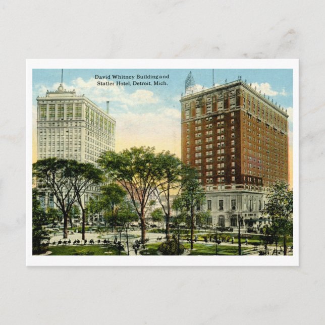 Whitney Byggnad, Statler Hotel, Detroit 1920 Vint Vykort (Framsida)