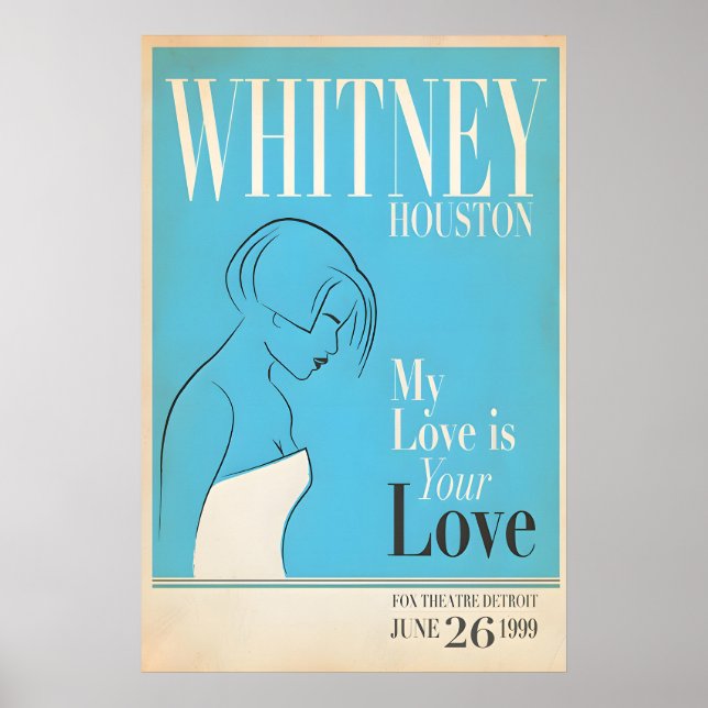 Whitney Houston, Live In Detroit, Originalutskrift Poster (Framsidan)