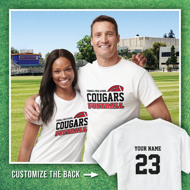 WHITOUT Tomball High Cougars Football namn # T Shirt (Skapare uppladdad)