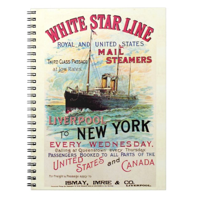 WHITR STAR LINE OCEAN MAIL STEAMER ANTECKNINGSBOK (Framsidan)